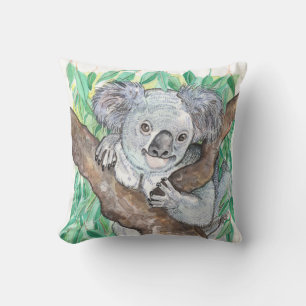 Koala i Eucalyptus Träd Painting Kudde