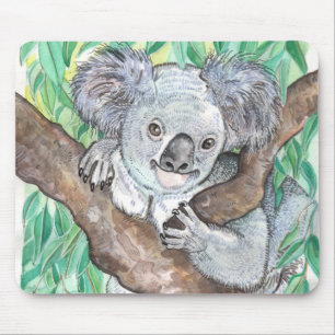 Koala i Eucalyptus Träd Painting Musmatta