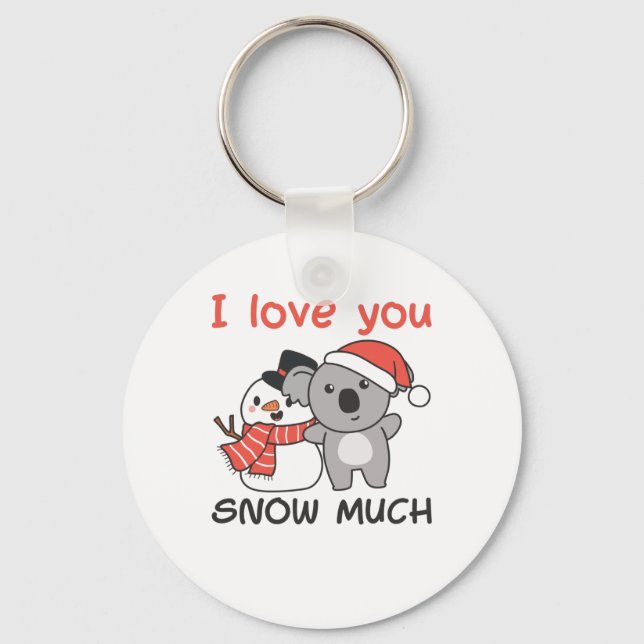 Koala I Kärlek Du Snö Much Snögubbe Pun Nyckelring (Framsida)
