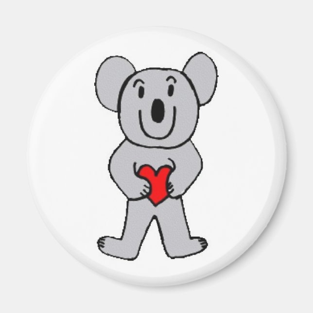 Koala i kärlek rund magnet (Framsidan)