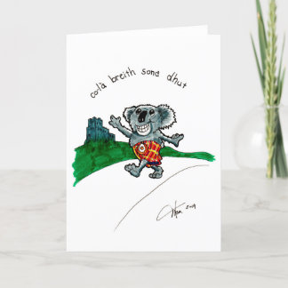 Koala i kilt födelsedagskort kort