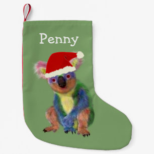 Koala i Red Santa Hat med ditt namn Liten Julstrumpa