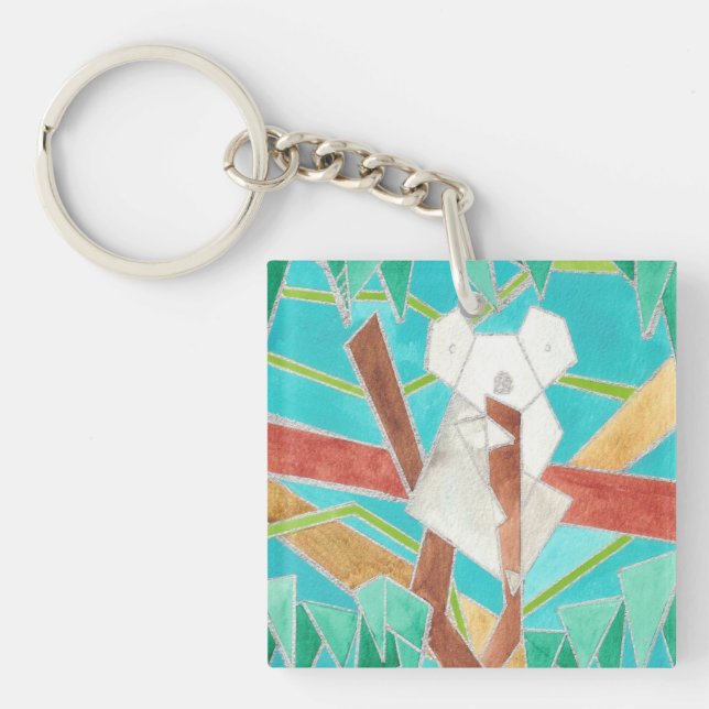 Koala i träd Original abstrakt konst (Framsidan)