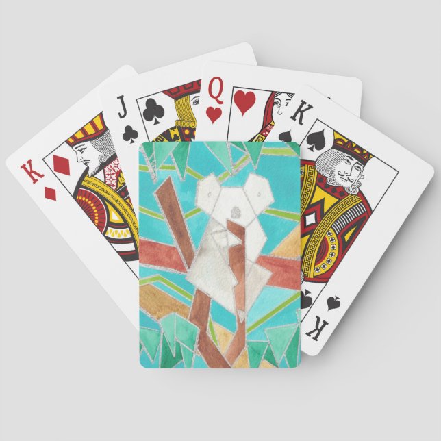 Koala i träd Original abstrakt konst Casinokort (Baksidan)
