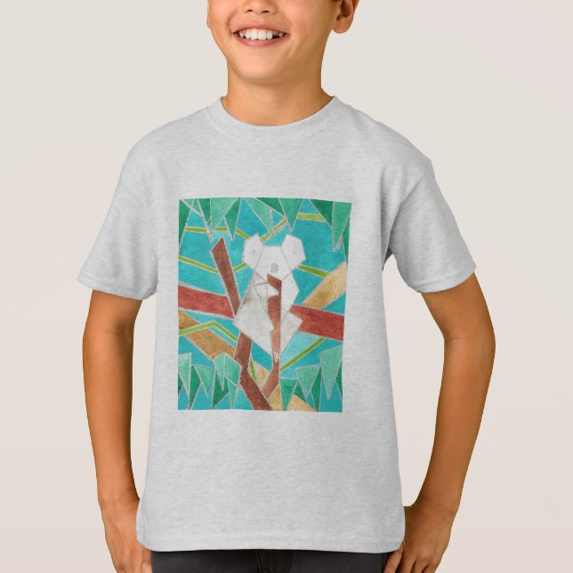 Koala i träd Original abstrakt konst T Shirt (Framsida)