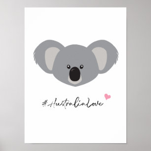 Koala Illustration #Australia Kärlek white Poster