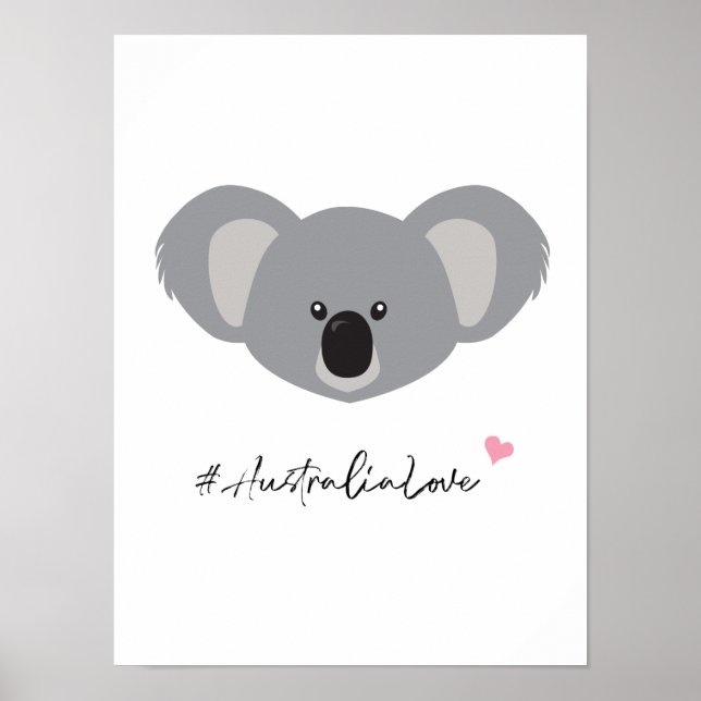 Koala Illustration #Australia Kärlek white Poster (Framsidan)