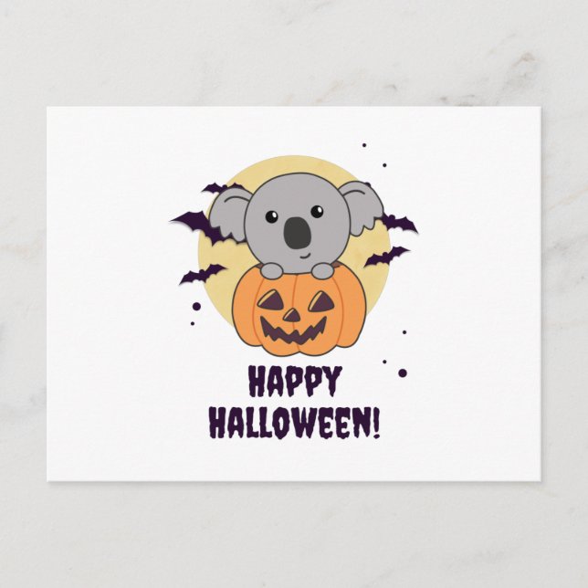 Koala in Pumpkin Sweet Koalas Happy halloween Vykort (Framsida)