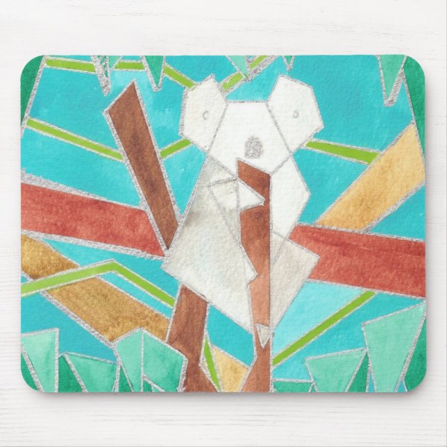 Koala in Tree Original Abstract Art Musmatta (Framsidan)