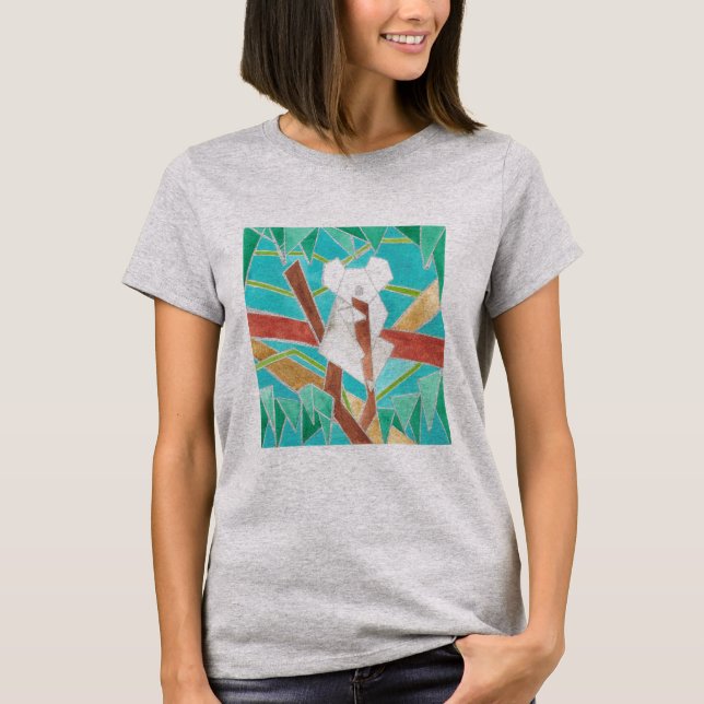 Koala in Tree Original Abstract Art T Shirt (Framsida)