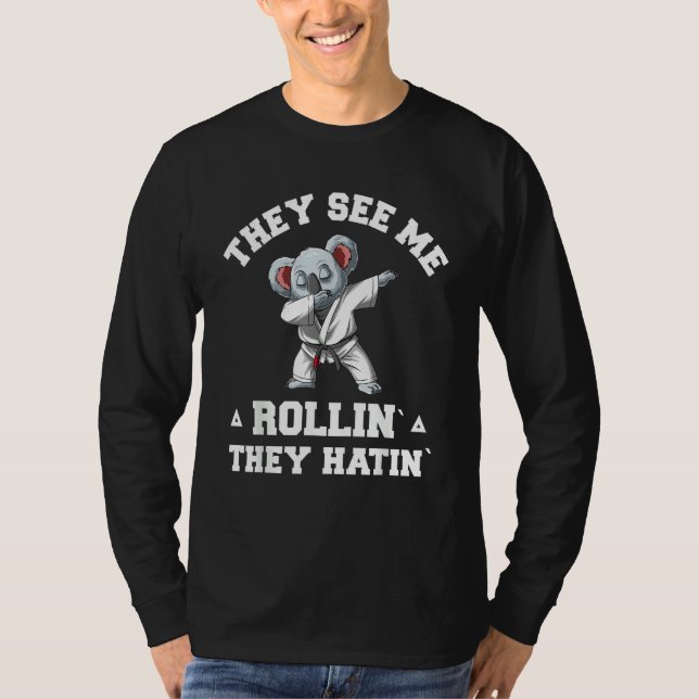 Koala Jiu Jitsu Rollin   BJJ Grappling Dabbing Koa T Shirt (Framsida)