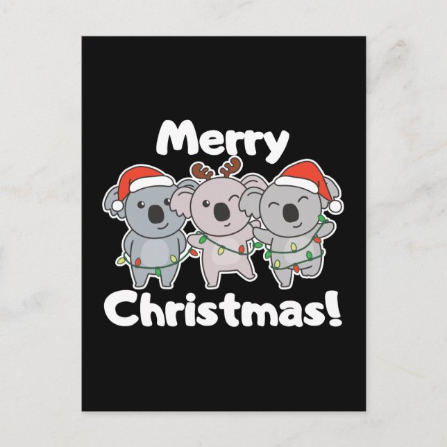Koala jul Animals Koalas God jul Helg Vykort (Framsida)
