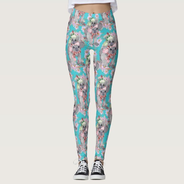 Koala jul Botanias Vintage Blue Leggings (Framsida)