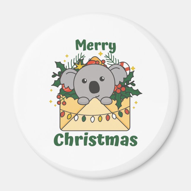Koala jul Brev Winter Animals Koalas Magnet (Framsidan)