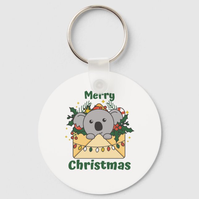 Koala jul Brev Winter Animals Koalas Nyckelring (Framsida)