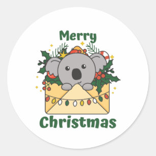 Koala jul Brev Winter Animals Koalas Runt Klistermärke