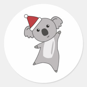 Koala Jul Cute Animals Kids Santa Runt Klistermärke