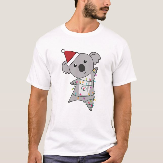 Koala jul Fairy Ljus Cute Animal T Shirt (Framsida)