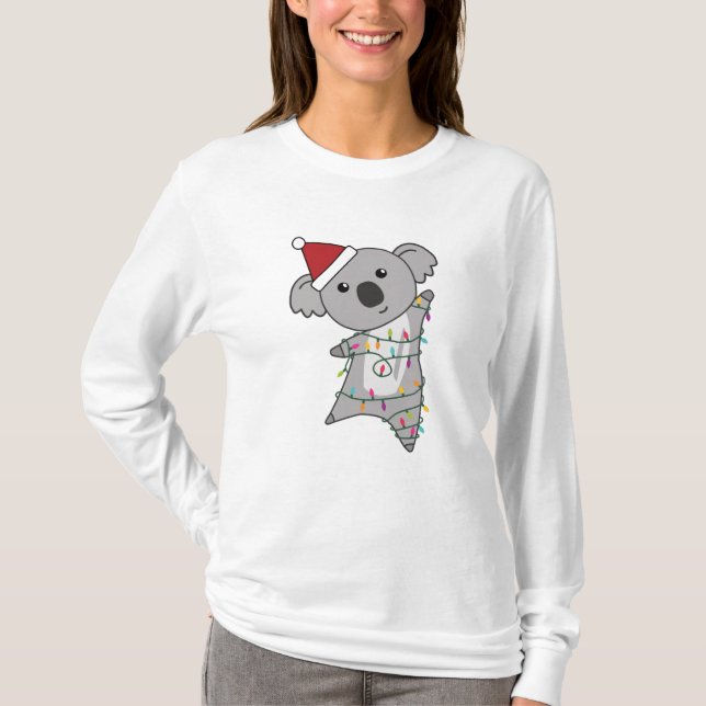 Koala jul Fairy Ljus Cute Animal T Shirt (Framsida)