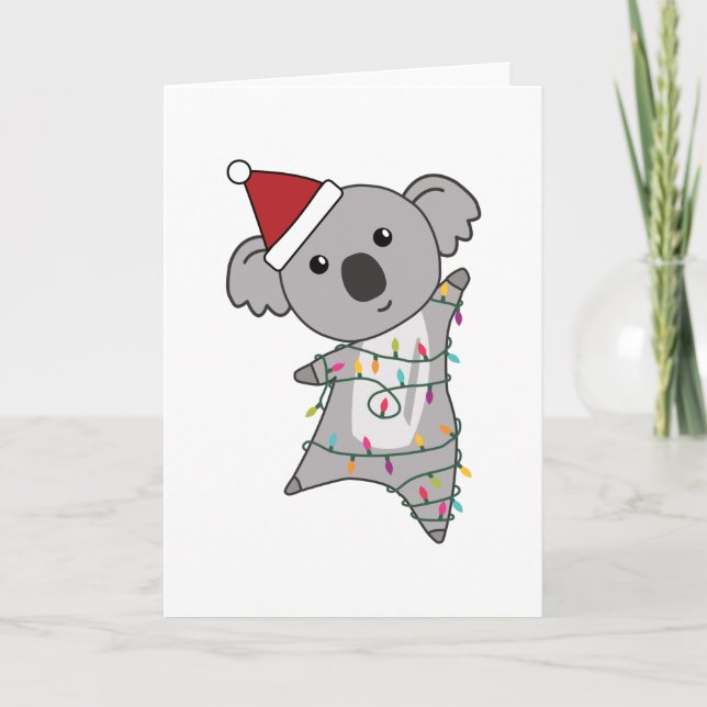 Koala jul fairyljus Söt djur Kort (Framsida)