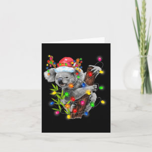 Koala jul Ljus Funny Santa Hat Merry Chris Kort