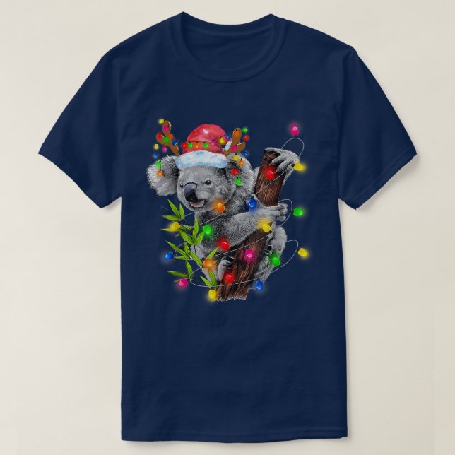 Koala jul Ljus Funny Santa Hat Merry Chris T Shirt (Design framsida)