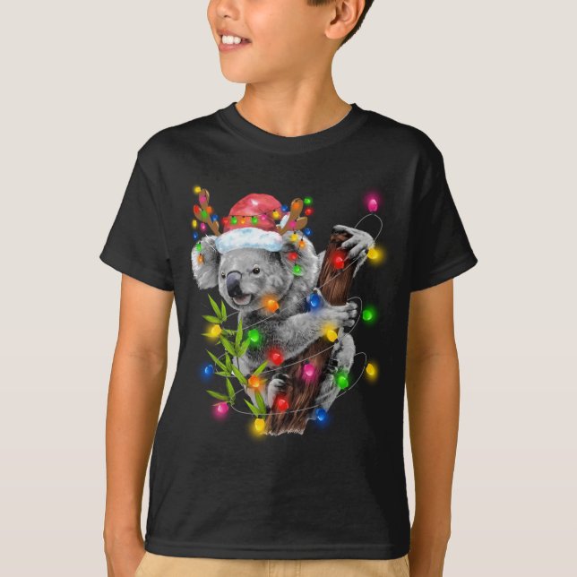 Koala jul Ljus Funny Santa Hat Merry Chris T Shirt (Framsida)
