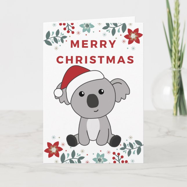 Koala jul snö vinter djur koalas högtid helgkort (Framsida)