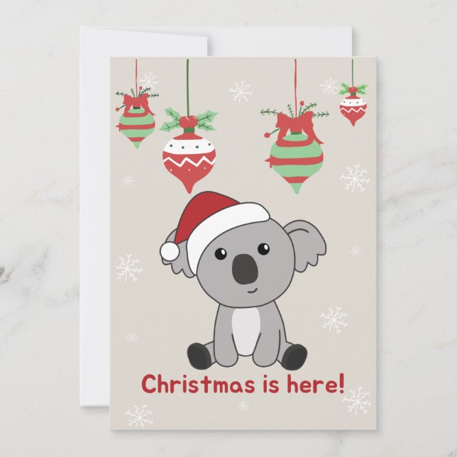 Koala jul snö vinter djur Koalas högtid Julkort (Framsida)