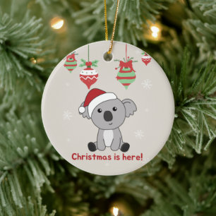Koala jul Snö Winter Animals Koalas Ceramic Julgransprydnad Keramik
