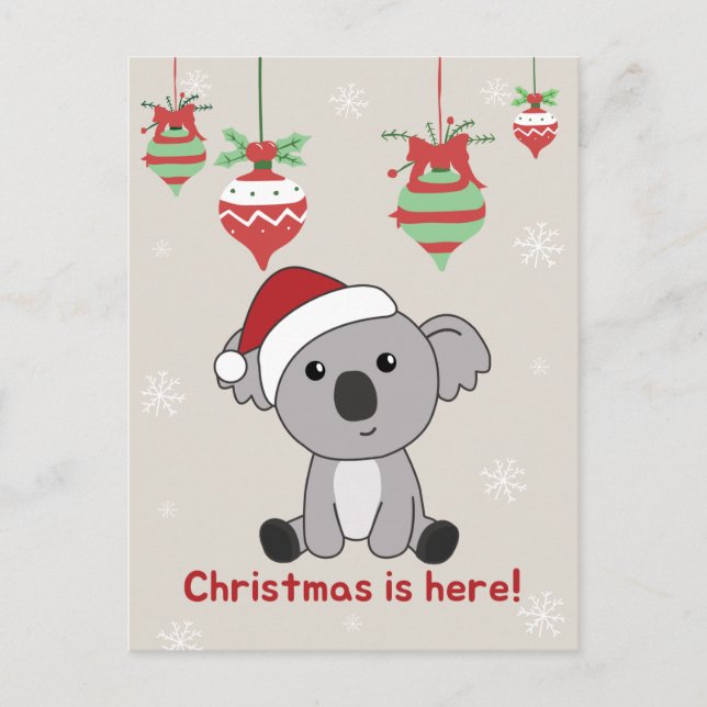 Koala jul Snö Winter Animals Koalas Helgdag Helg Vykort (Framsida)