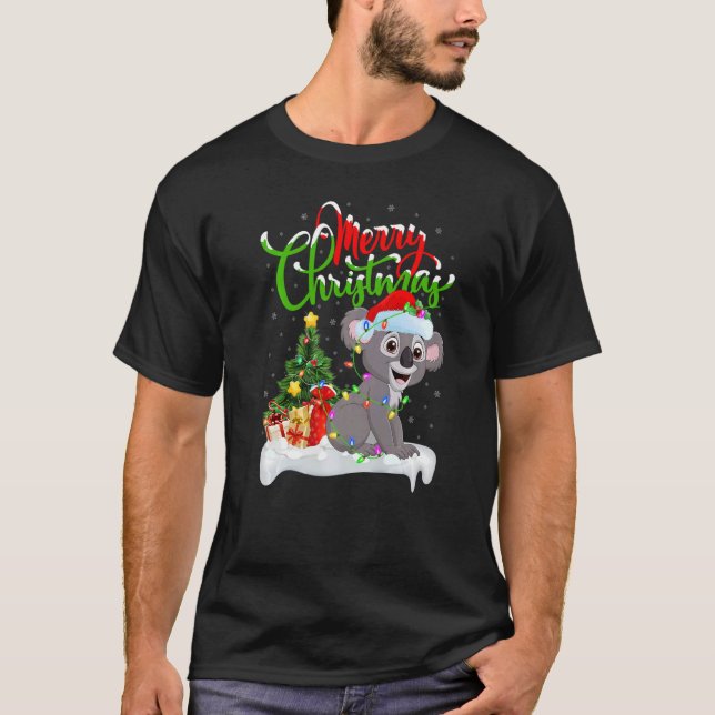 Koala Julafton Dekorations Santa Koala jul T Shirt (Framsida)