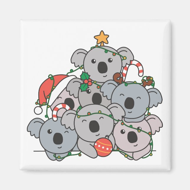 Koala Julgran Funny Animal jul Magnet (Framsidan)