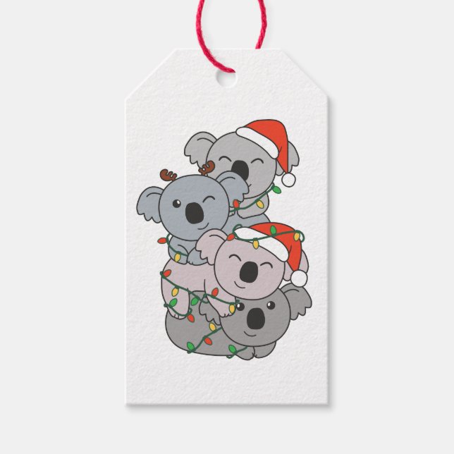 Koala Julgran jul Animals Koalas Presentetikett (Framsidan)