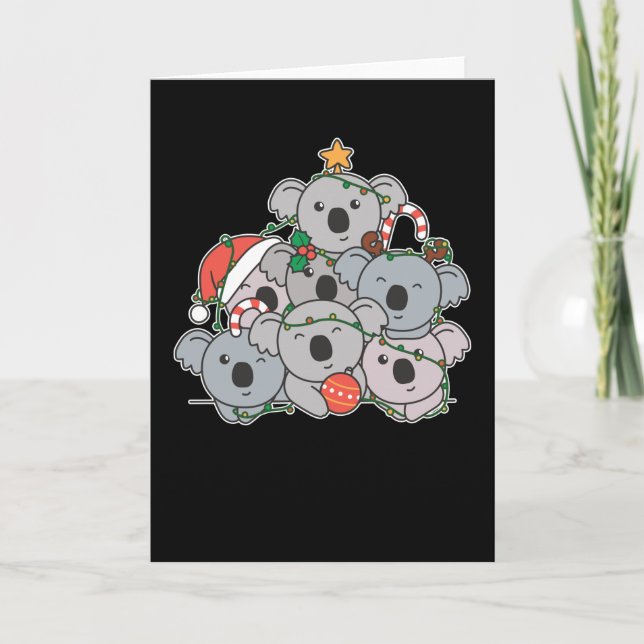Koala julgran rolig djur jul helgkort (Framsida)