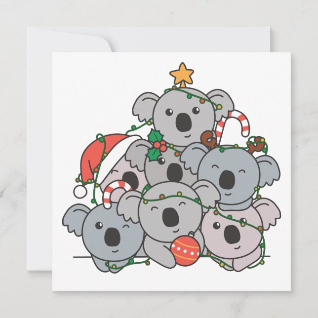 Koala julgran Roligt djur jul inbjudan (Framsida)