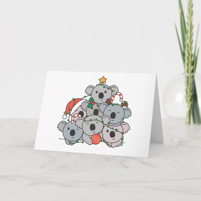 Koala julgran Roligt djur julhelg Helgkort (Framsida)