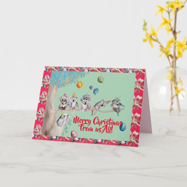 Koala-julkort - nyttigt merry från oss - allt kort (Gul blomma)