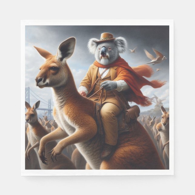Koala Känguru Ryttare Pappersservett (Framsidan)