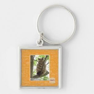 Koala Kitteh Fyrkantig Silverfärgad Nyckelring
