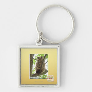 Koala Kitteh Fyrkantig Silverfärgad Nyckelring