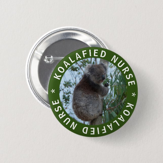 Koala Koalafied Qualified Nurse Cute Funny Button Knapp (Framsida & baksida)
