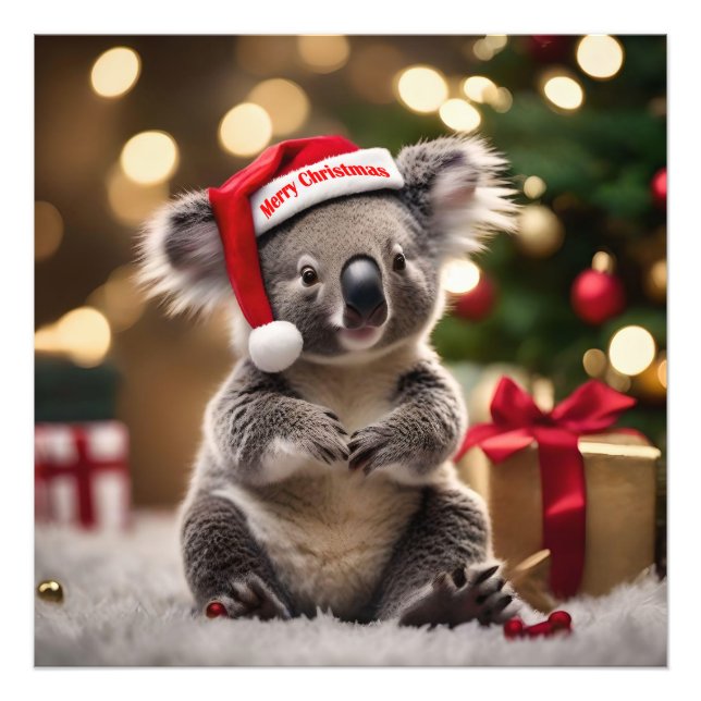 "Koala Kris Kringle: jul ner under" Fototryck (Framsidan)