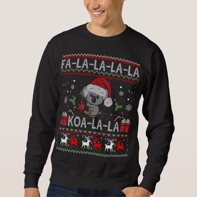 Koala-la-Cute Koala Bear Australian God Jul U Lång Ärmad Tröja (Framsida)