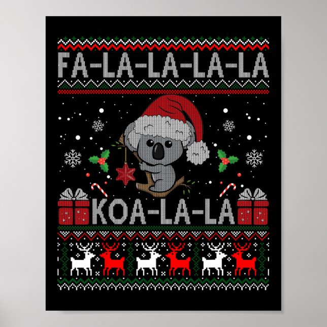 Koala-la-Cute Koala Bear Australian God Jul U Poster (Framsidan)