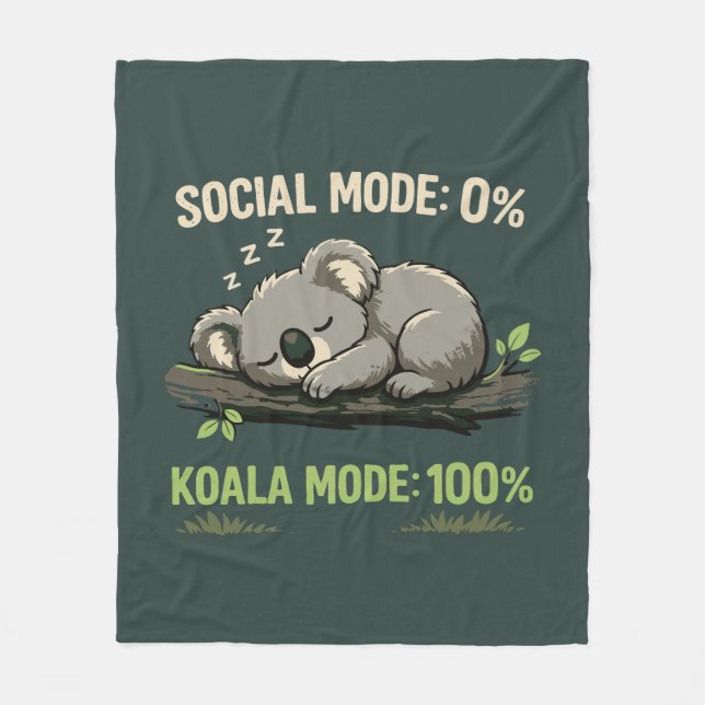 Koala-läge Roligt Introvert Fleecefilt (Framsidan)