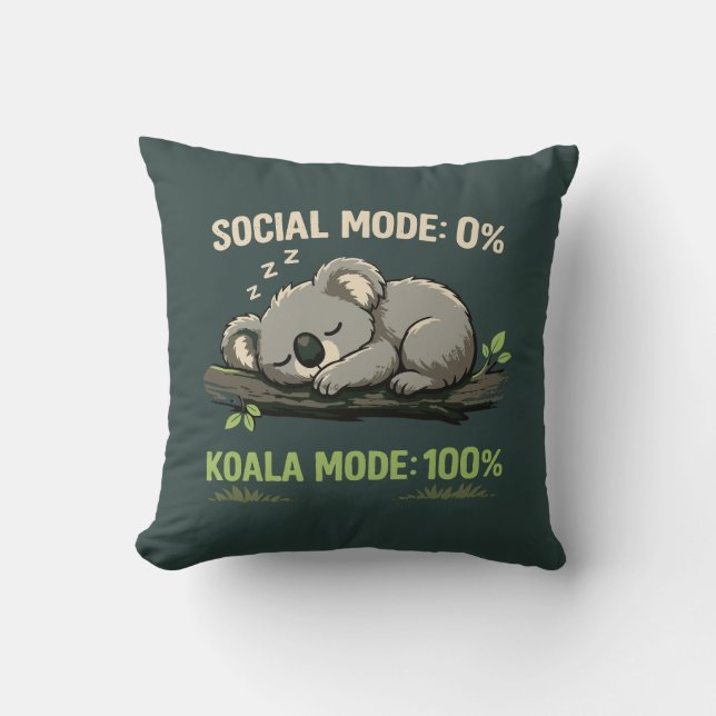 Koala-läge Roligt Introvert Kudde (Framsida)