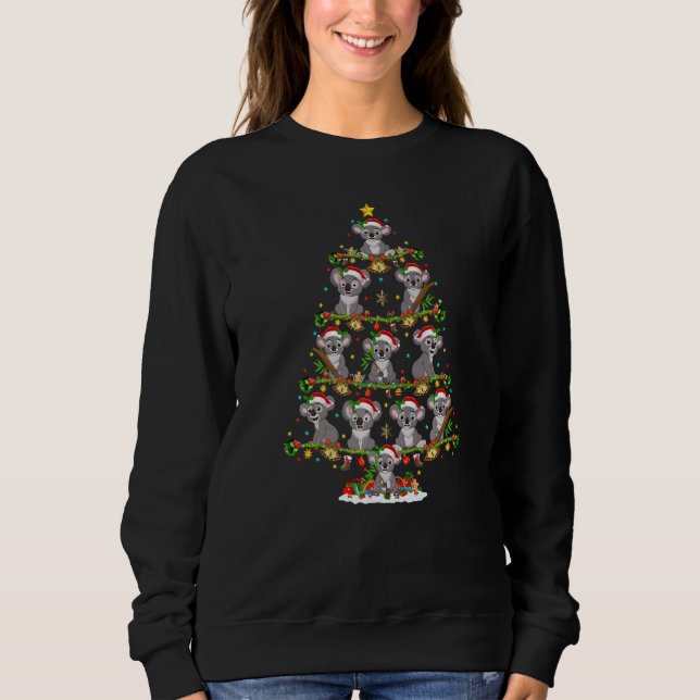 Koala  Lights Xmas Santa Koala Christmas Tree T Shirt (Framsida)