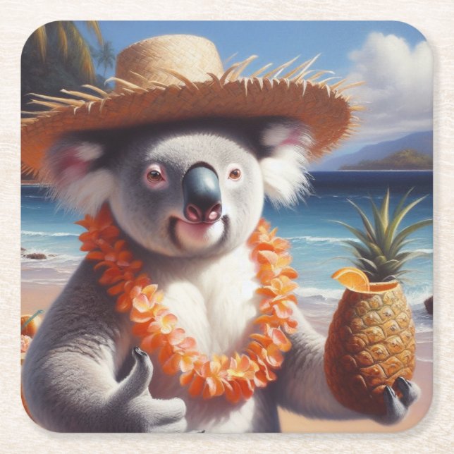 Koala Luau Underlägg Papper Kvadrat (Framsidan)