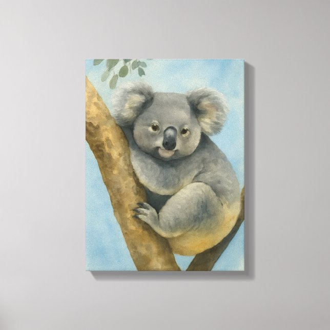 Koala Lugn - Watercolor Wildlife Canvastryck (Framsida)